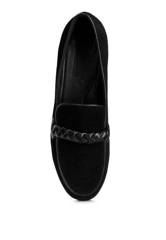 Echo Suede Leather Braided Detail Loafers