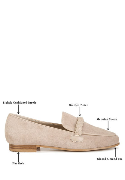 Echo Suede Leather Braided Detail Loafers