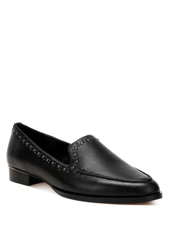 Wolferton Delicate Stud Detail Leather Loafers