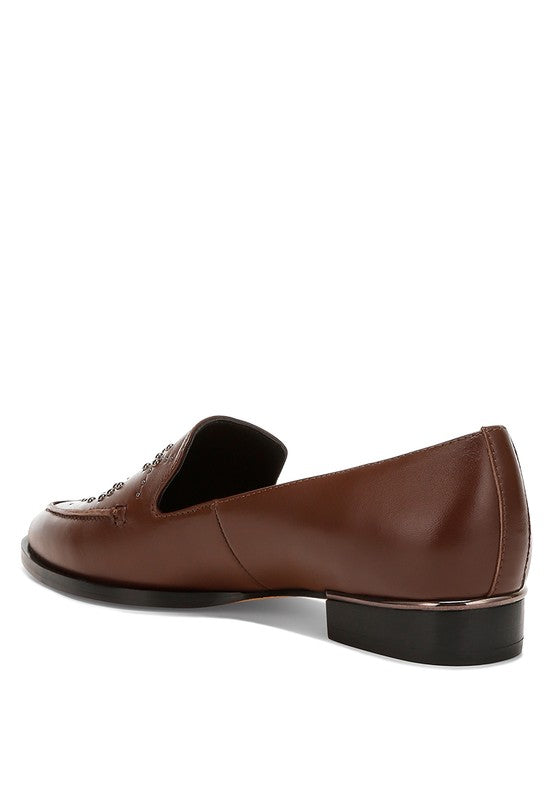 Gabassi Studded Genuine Leather Loafers