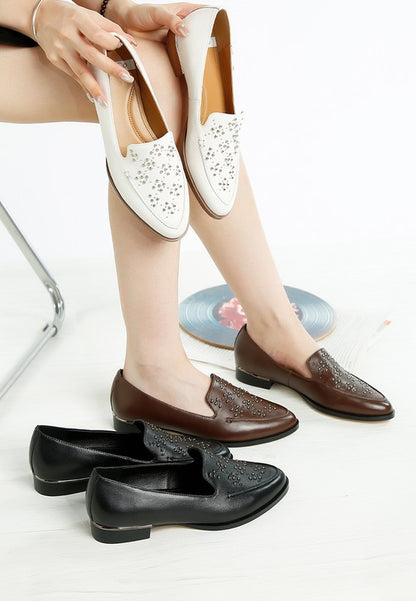 Gabassi Studded Genuine Leather Loafers